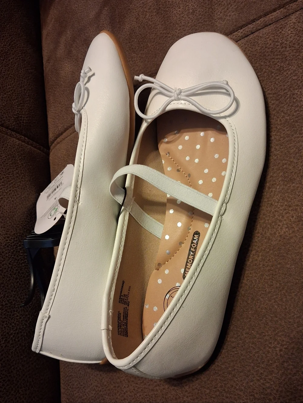 Wonder Nation White Girls' Mary Jane Ballet Flats With Bow Size 4